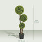 45 Inch Potted Fake Plant Set of 2, Artificial Boxwood Topiary Tree, Triple Ball Tree for Indoor and Outdoor, Green