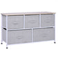 5-Drawer Linen Dresser Tower with Metal Frame - Grey