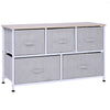 5-Drawer Linen Dresser Tower with Metal Frame - Grey
