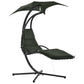 Outdoor Hammock Chair with Stand, Floating Chaise Lounge Chair with Soft Padded Cushion, Hanging Hammock Swing Reclining Seat with Canopy Umbrella, Charcoal Grey