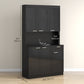 71" Kitchen Pantry Storage Cabinet with Hutch - High Gloss Black