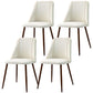 Upholstered Dining Chairs Set of 4, Velvet Accent Chair with Back and Wood-grain Steel Leg for Kitchen, Cream White