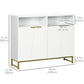 Sideboard Cabinet with 4 Doors and Metal Base - White