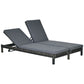 Wicker Double Chaise Lounge Chair Outdoor Recliner 2 Person Rattan Patio Reclining Sunbed Furniture Cushioned w/Adjustable Backrest, Black, Grey