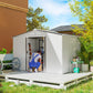9.1' x 6.4' x 6.3' Garden Storage Shed w/ Foundation Kit Metal Tool Storage House w/ Double Doors Silver