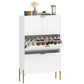 Shoe Cabinet with 3 Flip Drawers, Modern Narrow Shoe Storage Cabinet with Adjustable Shelves, White