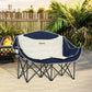 Portable Camp Chair, Double Camping Chair with Cup Holders and Carry Bag, Support 551 lbs, Navy Blue