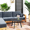 Round Outdoor Side Table, Patio Coffee Table with Metal Frame and Non-Slip Foot Pads, Charcoal Grey