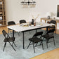 Set of 6 Metal Foldable Chairs, Faux Linen Padded Folding Chairs with Cushion Seat and Open Back for Indoor, Black