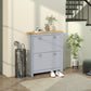 Entryway Shoe Cabinet with 2 Flip Drawers and Adjustable Shelves, 12 Pair Shoe Storage Organizer for Hallway, Grey