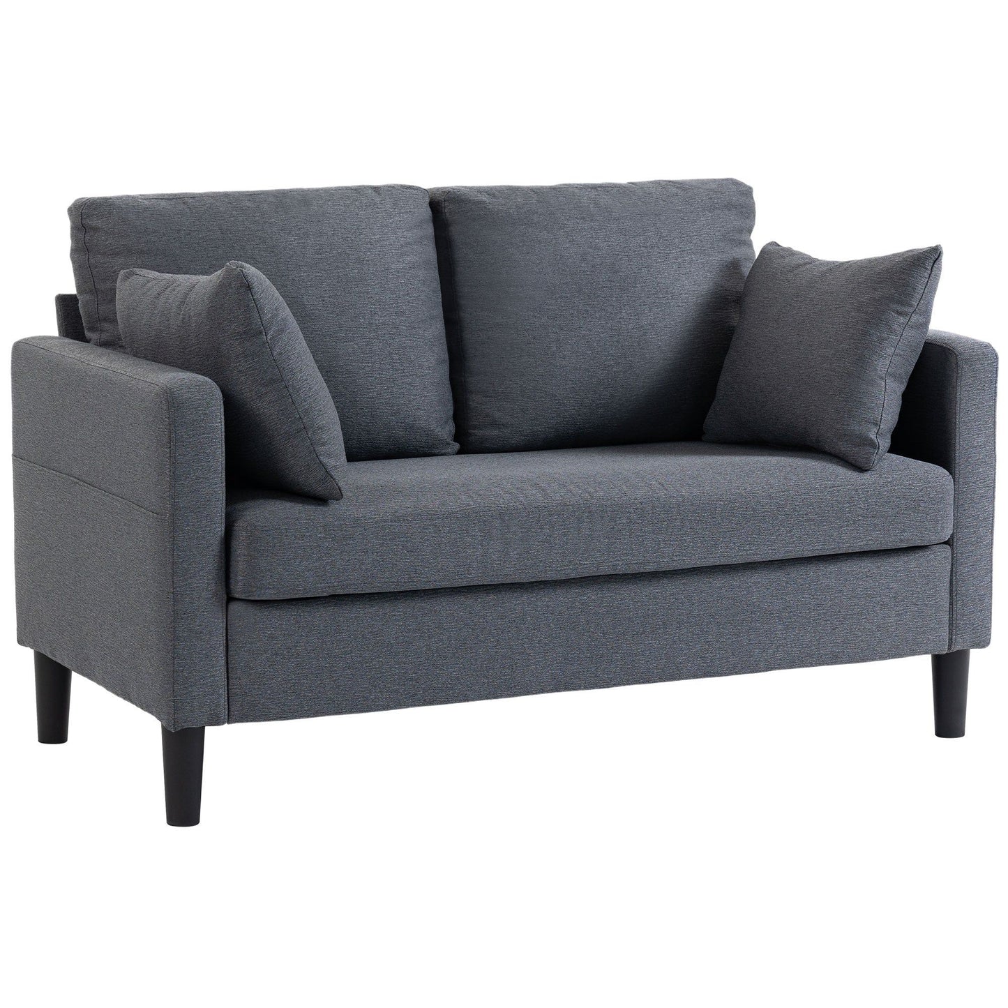 55" Linen Loveseat Sofa with Pillows - Dark Grey