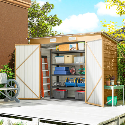 8' x 4' Galvanized Metal Shed with Double Doors