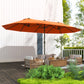 15' Orange Twin Canopy Steel Table Umbrella