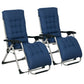 Folding Garden Chairs Set of 2, Reclining Zero Gravity Chair, Sun Lounger with Cushion and Headrest, Dark Blue