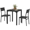 3-Piece Dining Table Set for 2 with Metal Legs - Black