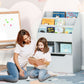 Kids Bookcase Multi-Shelf Rack Organizer with Storage Drawer for Books for Reading Nook, Classroom, Bedroom, Playroom, Grey