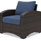 Windglow - Blue / Brown - Lounge Chair With Cushion