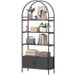 4-Tier Arched Shelving Unit with Cabinet, Bookshelf for Living Room, Office, 31.5" x 11.8" x 73.6", Black
