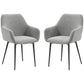Dining Chairs Set of 2, Velvet-look Fabric Upholstered Kitchen Chairs with Backrest, Armrests and Steel Legs, Dark Grey