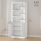 72" Kitchen Buffet with Hutch and 6-Tier Shelving - White