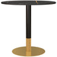 Round Dining Table, Modern Dining Room Table with Faux Marble Top, Steel Base, Space Saving Small Kitchen Table, Black