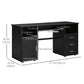 57" Computer Desk with Lockable Drawer - Black
