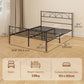 Metal Queen Platform Bed with Headboard and Storage - Black