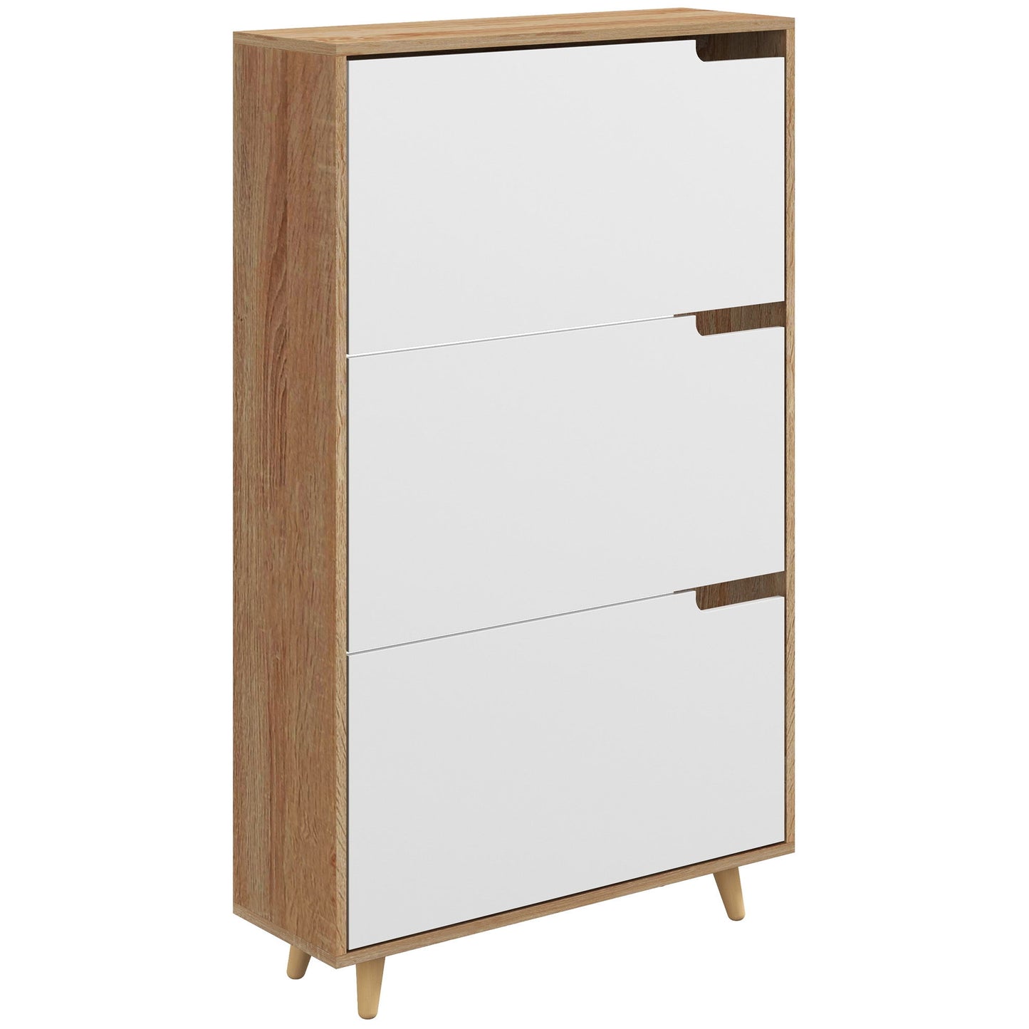Slim Shoe Storage Cabinet with 3 Flip Drawers and Adjustable Shelves, Shoe Cabinet for 18-24 Pairs, White