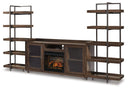 4 Pc. Entertainment Center, 70" TV Stand with Faux Firebrick Fireplace Insert