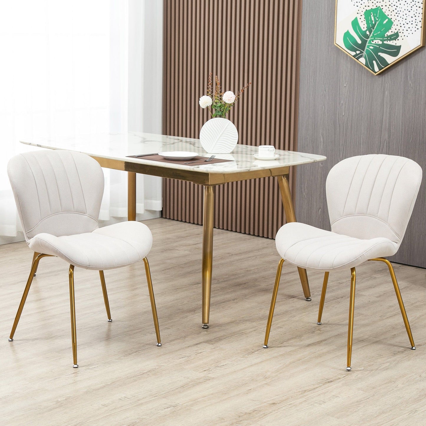 Upholstered Dining Chairs Set of 2 - Cream White