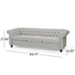 3-Seater Chesterfield Sofa with Deep Button Tufting and Scrolled Arms, Daybed Perfect for Living Room, 84.5'' L x 33.5'' W x 27'' H, Grey