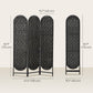 Bohemian Privacy Screen, Folding Room Divider with 3 Panels and Arched Top for Bedroom Living Room Office, Black
