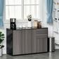 Kitchen Sideboard Storage Cabinet, Modern Coffee Bar with Push-Open Design and 2 Drawers for Living Room, Black