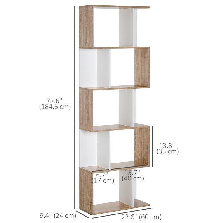 5-Tier Geometric Bookcase Room Divider