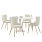 Modern Extendable Dining Set with Table and 4 Chairs, Space-Saving Dining Set for 4–6 Seaters, 55'' L x 39.5'' W x 29.5'' H, Beige+Gold+White