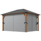 13' x 10' Hardtop Gazebo with Netting Sidewalls and Curtains, Galvanized Steel Outdoor Gazebo Canopy for Garden