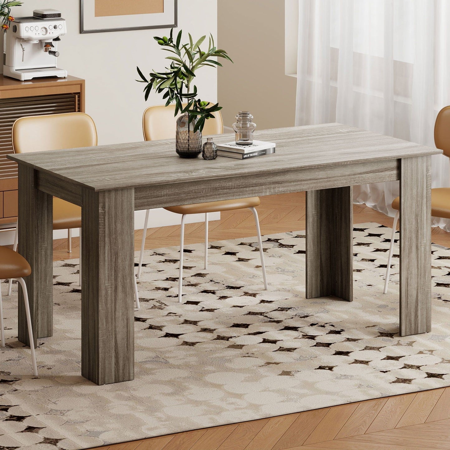 63" Dining Table for 4-6 with Wood Effect - Grey