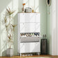 Narrow Shoe Cabinet with 4 Flip Drawers, Shoe Storage Cabinet with Adjustable Shelves, Holds 24–32 Pairs, White