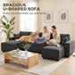 Modular U Shaped Couch, Sectional Sofa with Double Chaises and Spring Cushions, Dark Grey