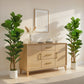 6FT Artificial Fiddle Leaf Fig Tree Set of 2, Fake Potted Tree with Solid Wood Trunks for Indoor Decor, Green