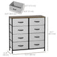 8 Drawer Dresser for Bedroom, Fabric Chest of Drawers with Steel Frame, Wood Grain Top and Handles, Grey