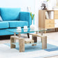 Rectangle Glass Coffee Table, 2-Tier Center Table with Tempered Glass Top and Storage Shelf for Living Room, Natural