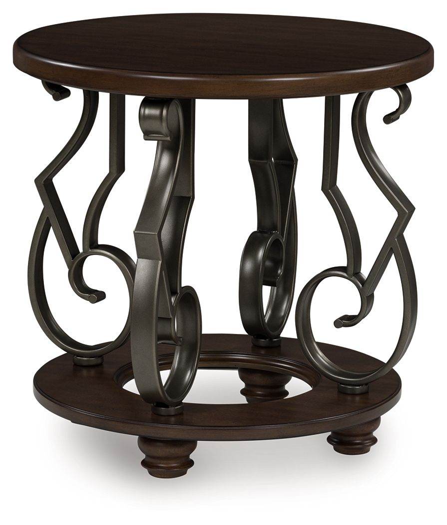 Frallyn - Round End Table - Dark Brown