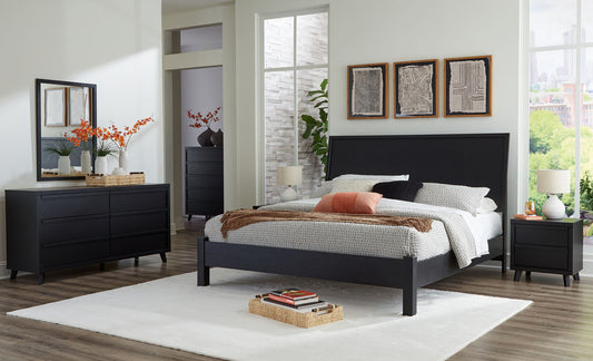 Danziar - 6 Pc. - Dresser, Mirror, Chest, King Panel Bed With Low Footboard - Black