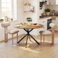 47" Round Kitchen Table for 4, Industrial Dining Table with Steel Legs for Dining Room, Brown and Black