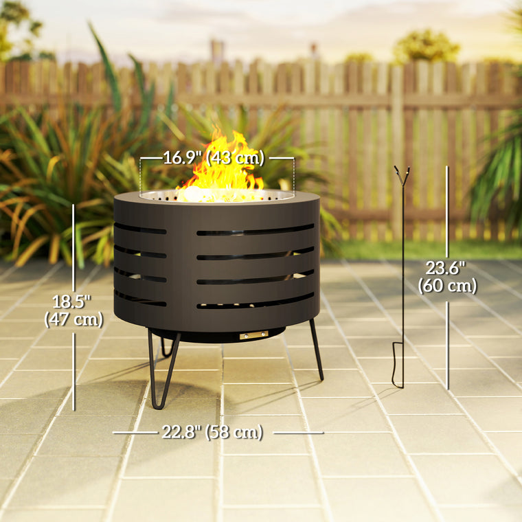 Black Round Wood-Burning Fire Pit with Ash Tray