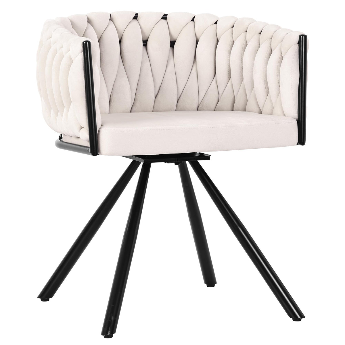Set of 4 Velvet Dining Chairs with 4 Metal Support Legs, Swivel Upholstered Chairs with Ergonomic Support, 23'' L x 21'' W x 28.5'' H, Beige