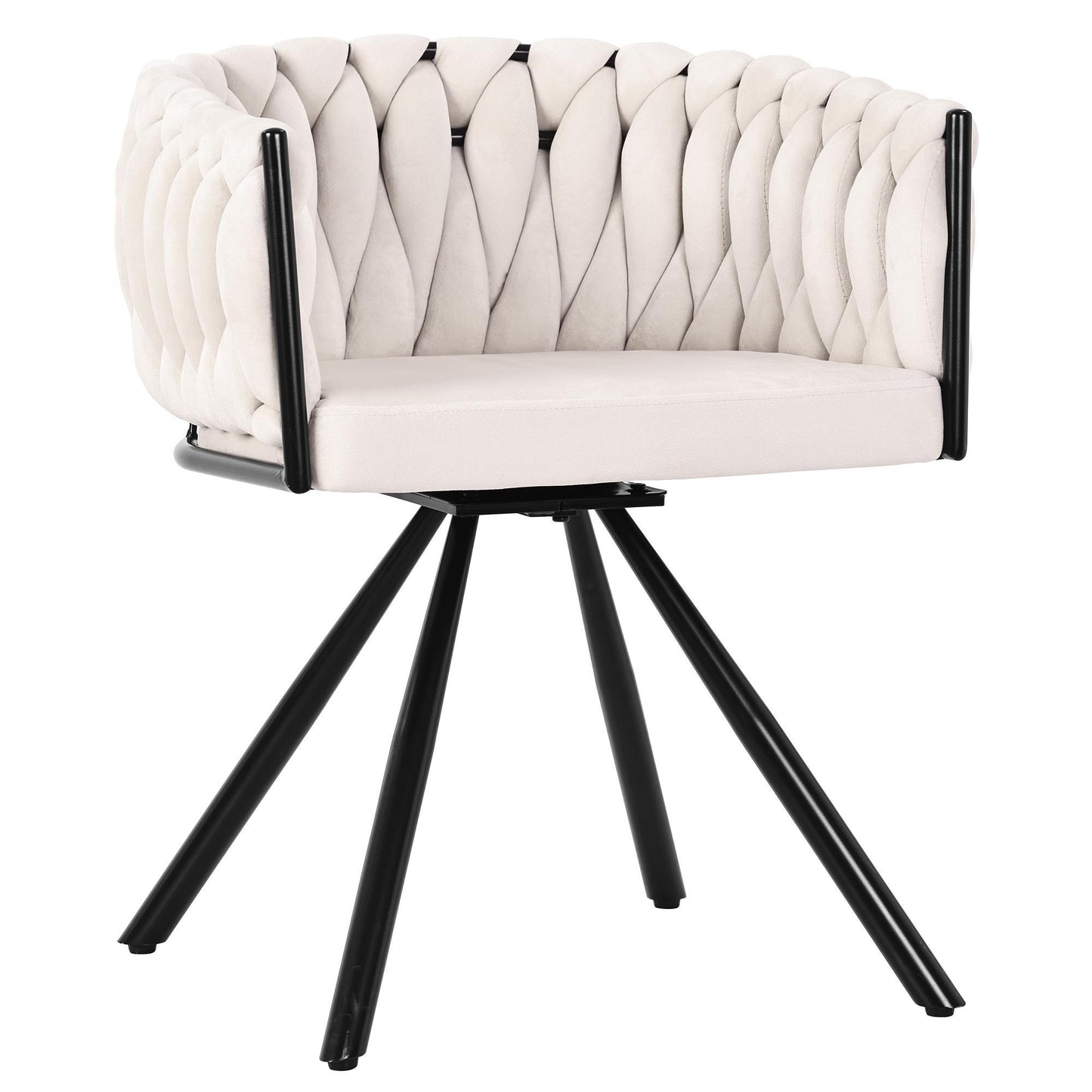 Set of 4 Velvet Dining Chairs with 4 Metal Support Legs, Swivel Upholstered Chairs with Ergonomic Support, 23'' L x 21'' W x 28.5'' H, Beige