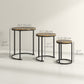 Nesting Coffee Tables Set of 3, Stacking Round Side Tables with Steel Frame for Living Room, Rustic Brown