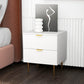 Nightstand with 2 Drawers and Metal Legs - White